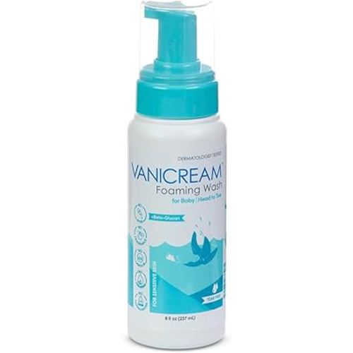 Vanicream Foaming Wash for Baby, 8 Oz, Gentle Cleanse and Moisture, Tear-Free Baby Shampoo and Body Wash with Beta-Glucan, Formulated without Common Irritants for Sensitive Skin, All Ages