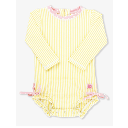Seersucker Long Sleeve Rash Guard One Piece | RuffleButts & RuggedButts