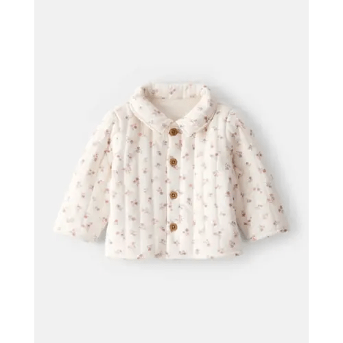 Baby Girl Floral Quilted Sweater - Cream | Carter's