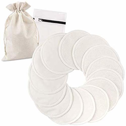 Phogary 14PCS Washable Nursing Pads, Reusable Organic Bamboo Breast Pads with Laundry Bag and Storage Bag - Soft, Absorbent, Hypoallergenic, Eco Pads for Breastfeeding