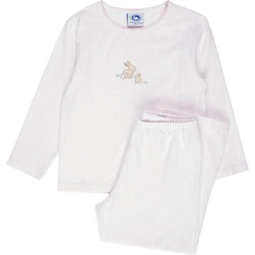 Stripy Bunny Embroidered Pyjama, Pink and Stripe - Size: 12-24M