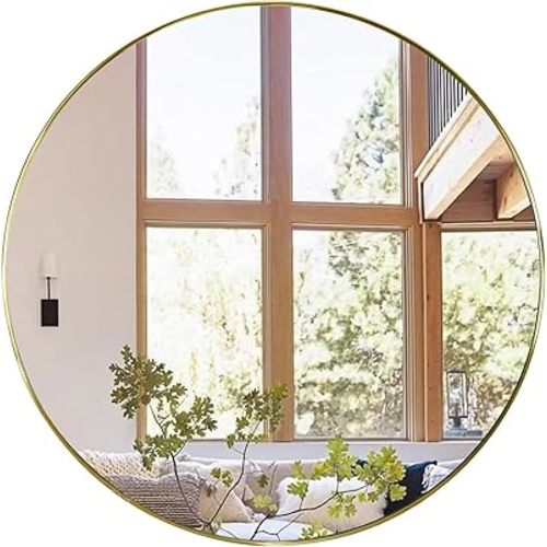 Funerom 15.8 inch Round Acrylic Mirror Modern Bathroom Mirror