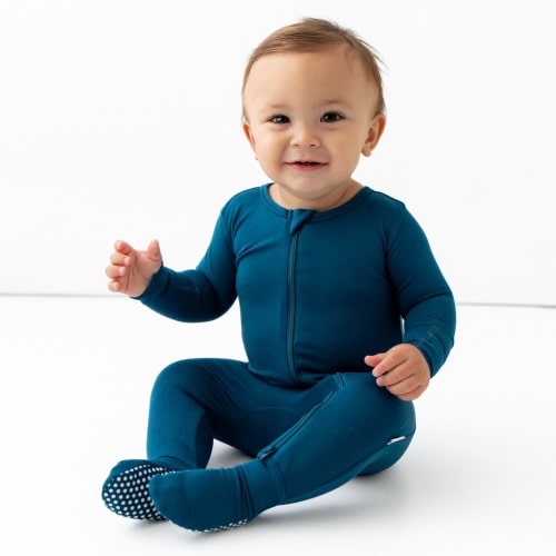Deep Blue Zippered Footie
