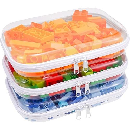 Clear Hard Shell Zipper Case,3PCS Transparent Clear Zipper Pouches,Hard Side Plastic Case Set,Portable Travel Storage Organizer Bins