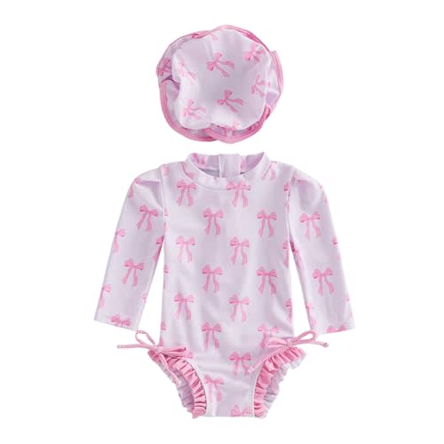Toddler Girl Swimsuit 4th of July One Piece Swimsuit Romper with Hat Girl Bathing Suit Kids Girl Beach Rash Guard