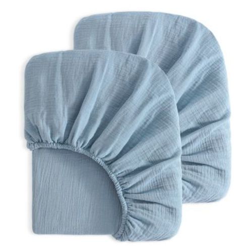 2 Pack Cotton Crib Sheets, Double-Layer Soft Fitted Sheets for Crib & Toddler Mattresses - NTBAY