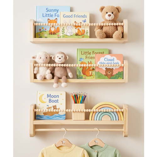 SUMGAR Kids Wall Floating Shelves Set of 3 Wall Mounted Organizer for Kids Room Bedroom Kitchen