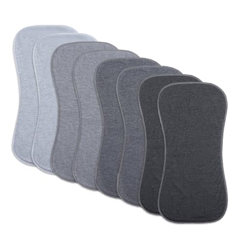 lazyrhino 8 Pack Baby Burp Cloths, Unisex for Boys and Girls, Super Absorbent and Soft Towel,Solid Color (grey02)