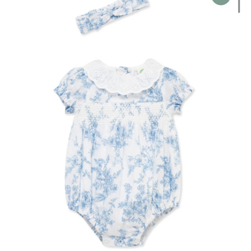 Blue Floral Woven Bubble & Headband