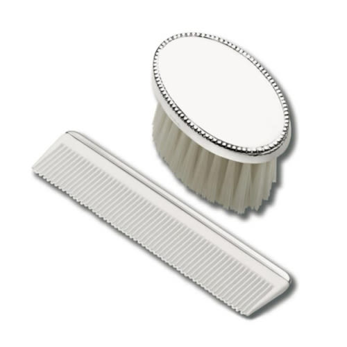 Sterling Collectables: Empire Silver Boys Bead Design Sterling Brush & Comb Set