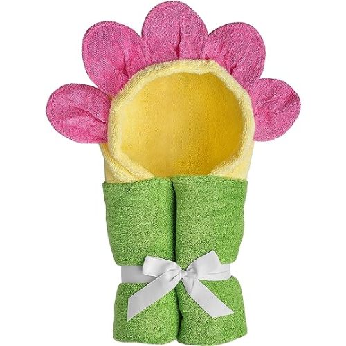 Hooded Baby Towel for Kids 2-8 | Large 100% Cotton Baby Towel for Girls | Cute Flower Bath Towels for Babies and Toddlers with Pink Petals