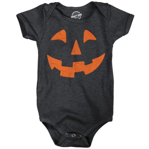 Giant Jack O Lantern Baby Bodysuit Funny Sarcastic Halloween Graphic Novelty Jumper For Infants - Crazy Dog Baby Bodysuit For Halloween Season 6