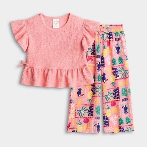 Baby & Toddler Girl Jumping Beans® Crinkle Knit Peplum Top & Pant Set
