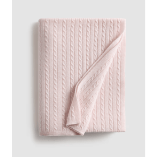 Cable Knit Cashmere Throw - Minimal Pink