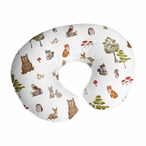 Watercolor Woodland Forest Animals Collection Nursing Breastfeeding Pillow Cover