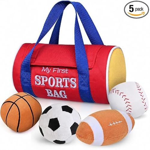 KMUYSL My First Sports Bag, Soft Sensory Balls for Baby Toys 0-12 Months