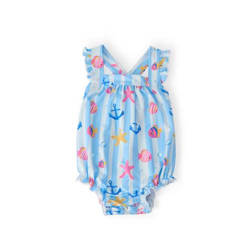 Tidepool Treasures Ruffle Cross Back Romper