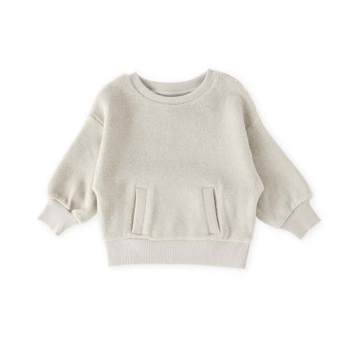 Teddy Fleece Dropped Shoulder Sweatshirt - Stone