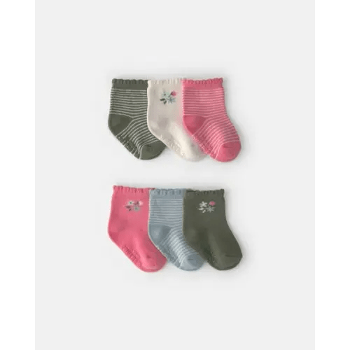 Baby Girl 6-Pack Floral Scalloped Crew Socks | Carter's