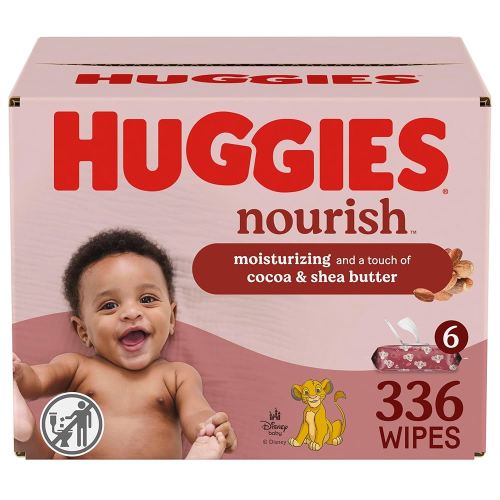 Huggies Nourish Scented Baby Wipes, 6 Push Button Packs (336 Wipes Total)
