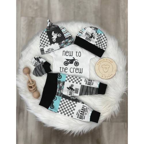 Motocross Baby Boy Take Home Outfit, New to the Crew