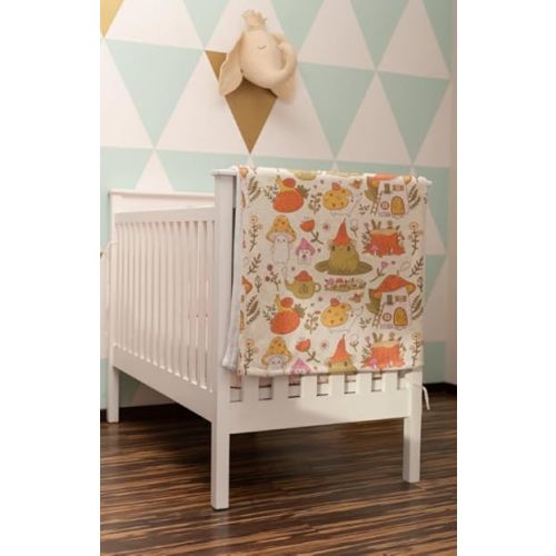 Cottage Core Velveteen Plush Blanket, Frog and Mushroom Bedding, Bohemian Cottagecore Frog Throw, Cozy Gift (Baby)