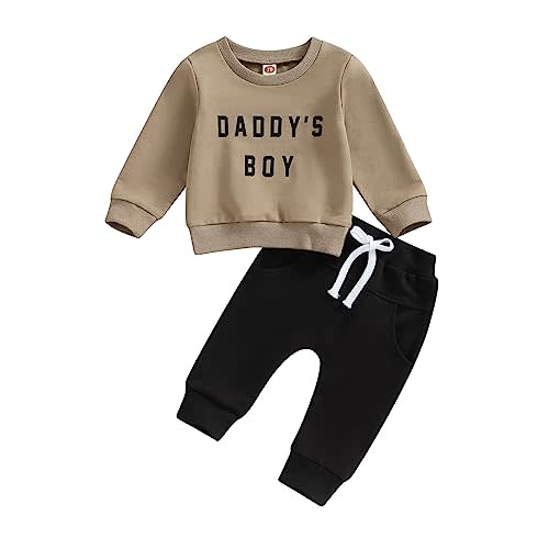 Sprifallbaby Newborn Infant Baby Boy Outfits Long Sleeve Pullover Sweatshirt Toddler Boys Pants Clothes Set Fall Winter 2Pcs