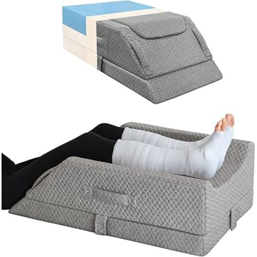Adjustable Leg Elevation Pillows for Swelling After Surgery, Cooling Memory Foam Leg Wedge Pillow for Blood Circulation, Wedge Pillow for Sleeping, Sciatica Back Knee Hip Ankles Pain Relief