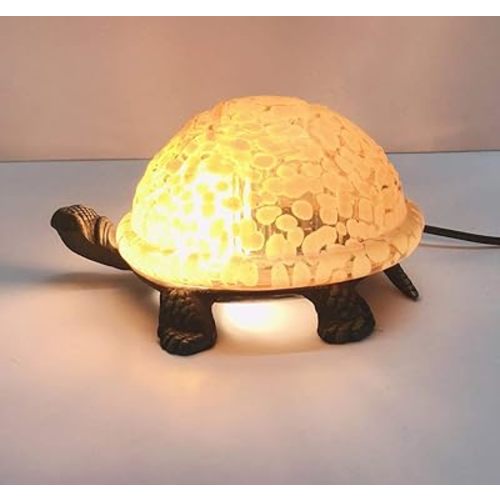 HUIMEIJU Brown glass turtle night light, Animal night light study balcony garden corner lighting