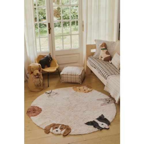 Lorena Canals Wouf Wouf Washable DogsToffee, Chestnut, Natural Area-Rugs