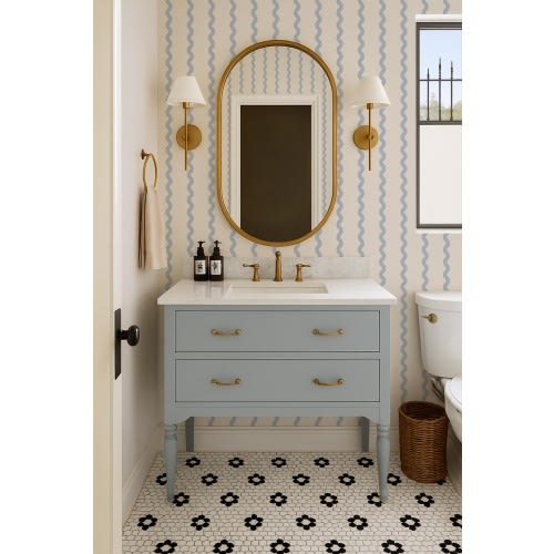 Petite Wavy Stripe Wallpaper – Retro Peel & Stick or Traditional Wall Covering in Custom Colors