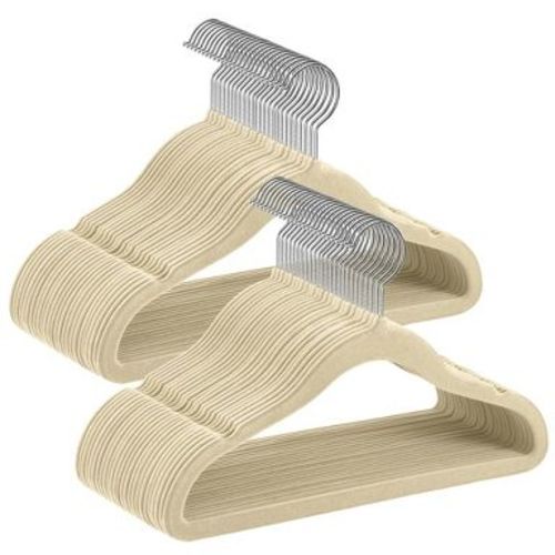 SONGMICS Baby Hangers 50 Pack, Kids Hangers for Closet, Swivel Hooks, Space-Saving Clothes Hangers, Velvet Hangers for Nursery, Non-Slip, Sand Beige