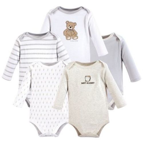 Hudson Baby Basics Infant Baby Cozy Long Sleeve Bodysuits 5-Pack, Woodland Whimsy, 3-6 Months