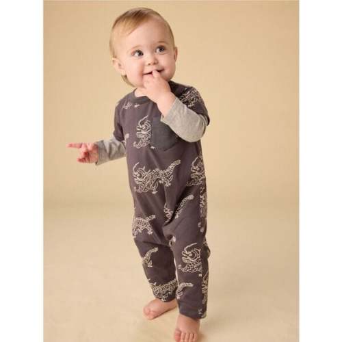 Layered Button-Up Baby Romper, Korean Pottery Dragon - Tea Collection | Maisonette