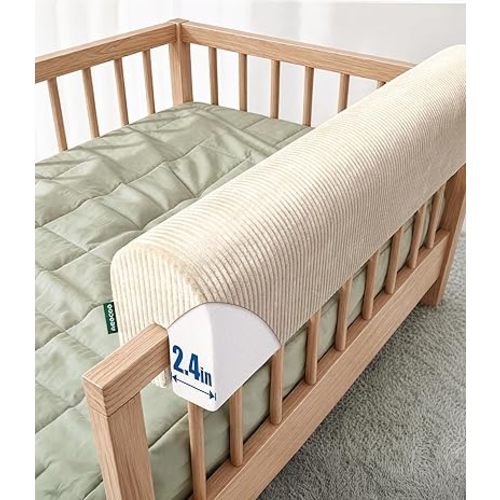 AEOCOO Bed Bumpers for Toddlers, Size 3 Ft, Toddler Bed Rail Bumper Protector for Loft Beds & Bunk Beds, Bed Rail Height Extender Bed Guardrail, Anti-Bump | Fall Prevention, Beige