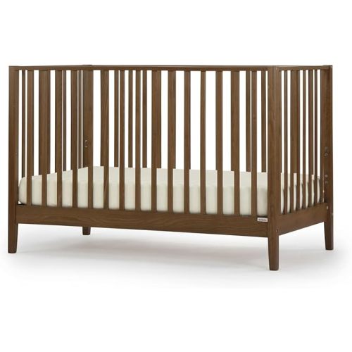 dadada LaLa 3-in-1 Convertible Crib - Converts into Toddler Bed & Daybed - Made in Italy - 3 Adjustable Mattress Heights - Solid Beech Wood (Walnut)