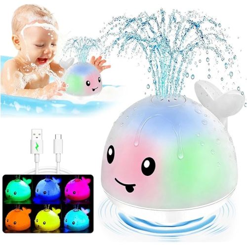 Light Up Toddler Bath Toys - 1 2 3 Year Old Girl Boy gift - Birthday Gifts Water Table For Toddlers 1-3 - Whale Water Spray Toy - Toys For Ages 0-2 - Infant Bathtub Floating Pool Toy 6-12-18 Months