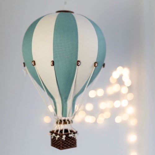 Personalized Pastel Green - Cream Hot Air Balloon with Custom Letter | Nursery Wall Decor | Baby Shower Gift | First Birthday | Christening