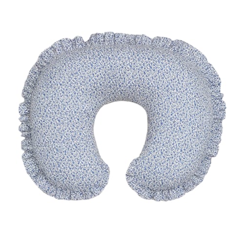 Blue Floral Ruffle Nursing Pillow Cover