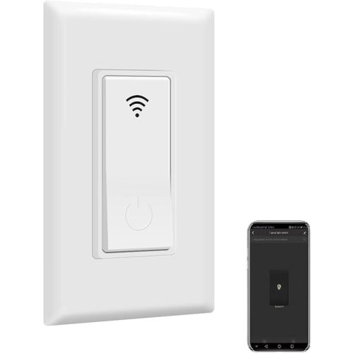 Smart Switch,Smart WiFi Light Switch Compatible with Alexa and Google Assistant,Schedule, Remote Control, Smart Home,2.4Ghz Wi-Fi and Neutral Wire Required,ETL, FCC Listed(1 Pack)
