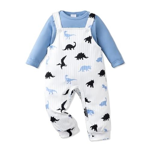NZRVAWS Newborn Baby Boy Clothes Romper Animal Jumpsuit Overalls Cute Infant Boy Outfit Fall Winter Pant Set 0-18 Months