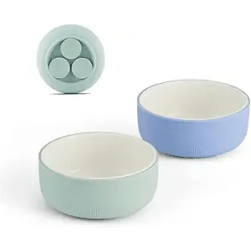 Elk and Friends Kids Porcelain Bowls with Silicone Suction Sleeves | Suitable for Babies/Toddlers | Microwave & Dishwasher Safe | Stay Put Dinnerware | Snack Dishes | 2 Pack