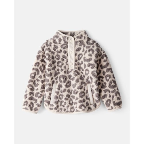 Toddler Girl Cheetah Sherpa Quarter-Snap Pullover - Brown - Carter's | Carter's