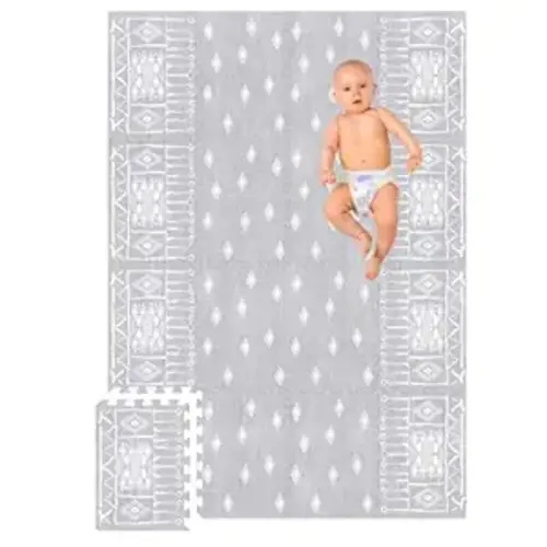 Premium Soft Foam Play Mat for Baby, 5.6 x 4 ft, Easy to Clean - The Perfect Modern Foam Playmat Fits Nicely with Your Kids Playroom Or Home Decor 0.5" Thickness (Ash Starlight)