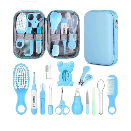 Baby Grooming Kit, Infant Safety Care Set with Hair Brush Comb Nail Clipper Nasal Aspirator,Baby Essentials Kit for Newborn Girls Boys