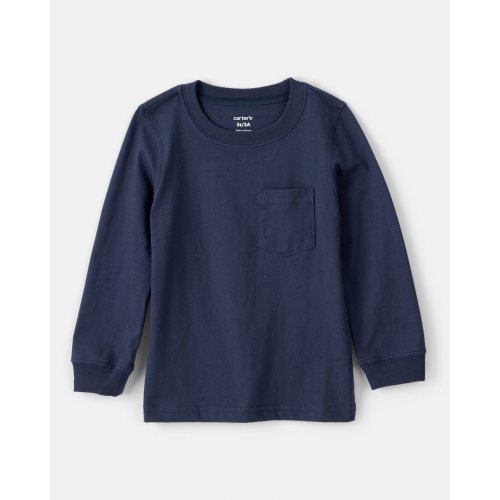 Baby Boy Long-Sleeve Pocket Tee - Navy - Carter's | Carter's