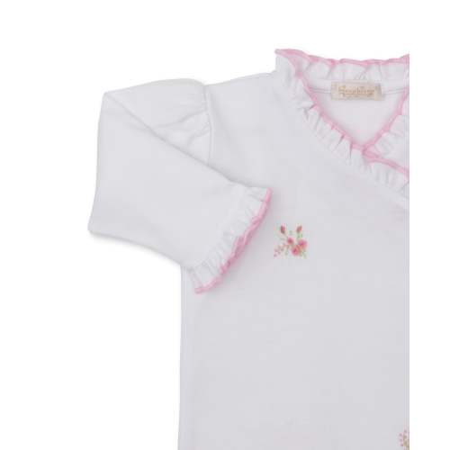 SCE Victorian Roses White/Pink Hand Emb. Footie