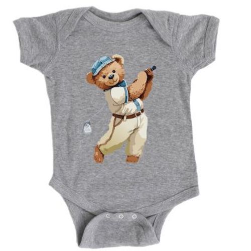 The Juniper Shop Watercolor Golf Bear Baby Short Sleeve Bodysuit