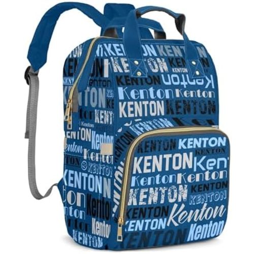 Large Capacity Custom Diaper Bag for Baby Boy with Name, Blue Multifunctional Mom Personalized Diaper Bag Backpack Waterproof Women Customized Daypack Nappy Bag
