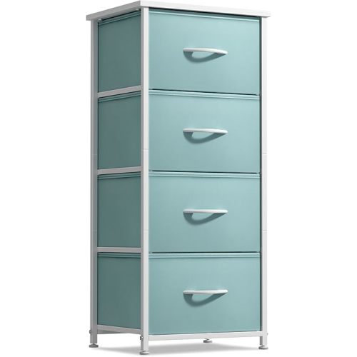 Sorbus Dresser Storage Tower, Organizer Drawers for Closet Boys & Girls Bedroom, Bedside Furniture, Chest for Home, College Dorm, Steel Frame, Wood Top, Fabric Bins(Aqua)